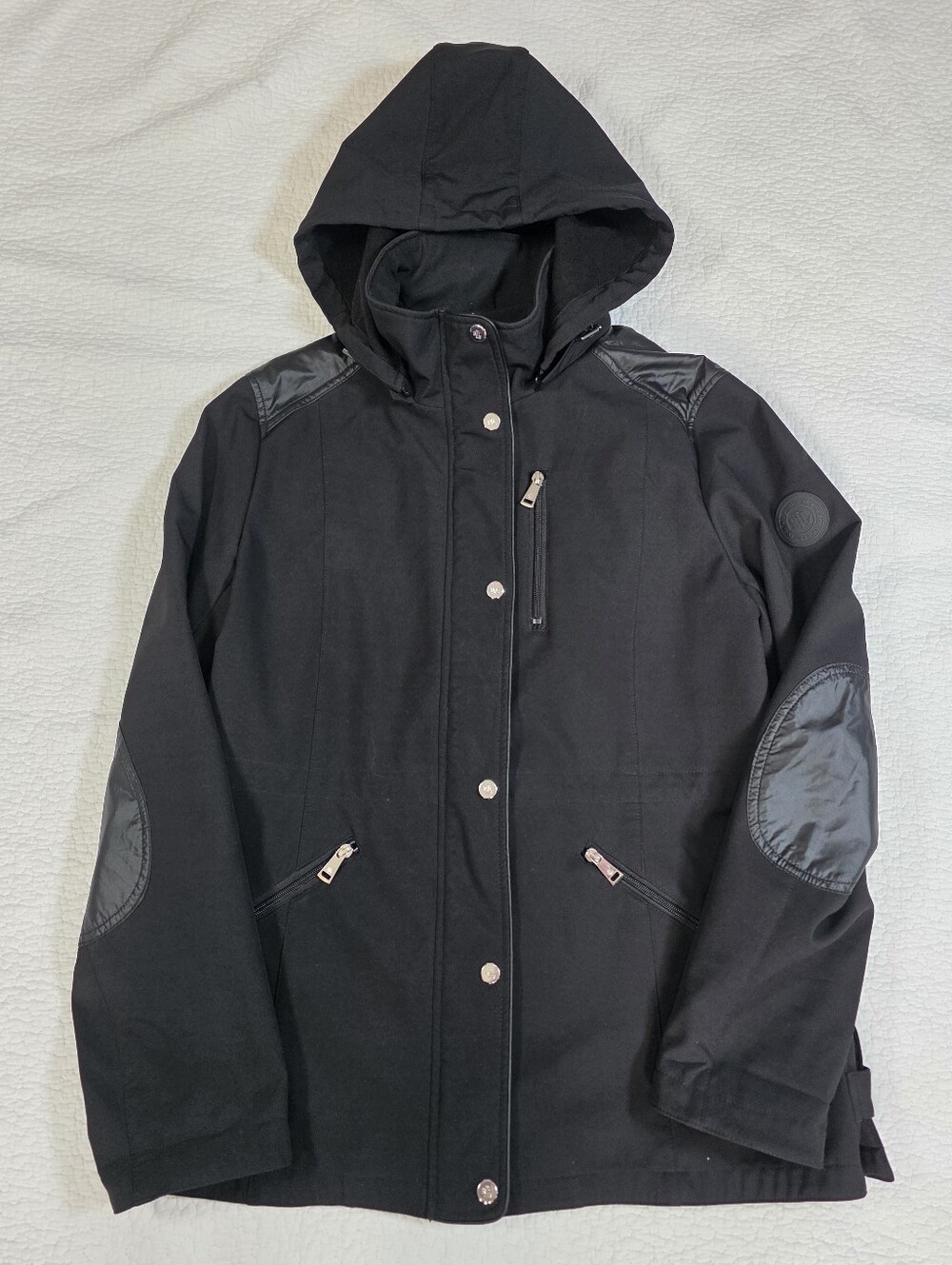 Lauren Ralph Lauren Hooded Fleece Lined Anorak Coat Jacket Black Moto